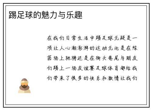 踢足球的魅力与乐趣