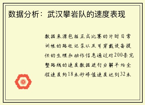 数据分析：武汉攀岩队的速度表现